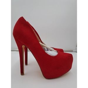 Dream Pairs Swan-30 Red Vegan Suede 5.5" Stilletto Heel hidden platform